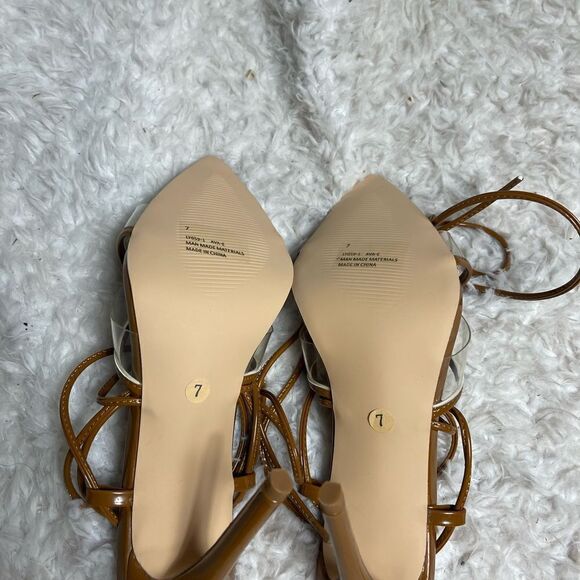 New EGO Av-e Mocha &clear plastic strappy heels Size 7 - Picture 7 of 7